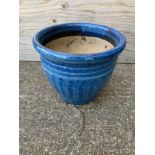 Blue Glazed Planter - 31cm H