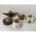 5x Retro Table Lighters to Include Carlton, Jersey Pottery, Ronson and Royal Crown Derby