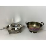 Silver Plate Hammered English Fruit Bowl and Heavy Art Deco Fruit Bowl with French Marks