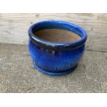 Blue Glazed Planter - 35cm H