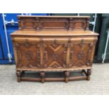 Oak Carved Sideboard - 152cm W x 44cm D x 125cm H