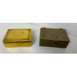 Small Arabic Brass Box with Decoration, Ges Gesch Brass Stamp Box - Both 9cm x 6cm