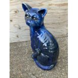 Blue Glazed Cat - 49cm H