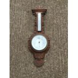 Edwardian Oak Barometer/Thermometer