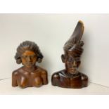 2x Wooden Tribal Upper Torsos