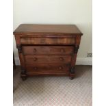 Victorian Mahogany Chest of Four Drawers with Top Pillow Drawer - 112cm W x 50cm D x 105cm H