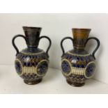 Pair of Royal Doulton Art Pottery Vases Makers Mark to Base - 20cm High