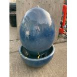 Large Blue Glazed Water Feature - 105cm H