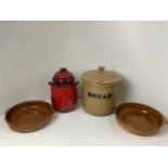 Ceramic Bread Bin, Rumtopf and 2x Ceramic Dishes