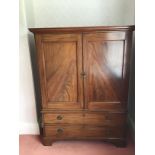 Victorian Mahogany Linen Press - 130cm W x 65cm D x 170cm H