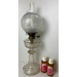 Glass Oil Lamp with 2x Bottles of Astor and Windsor Lamp Oil