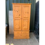 Pine Wardrobe with Drawers Under