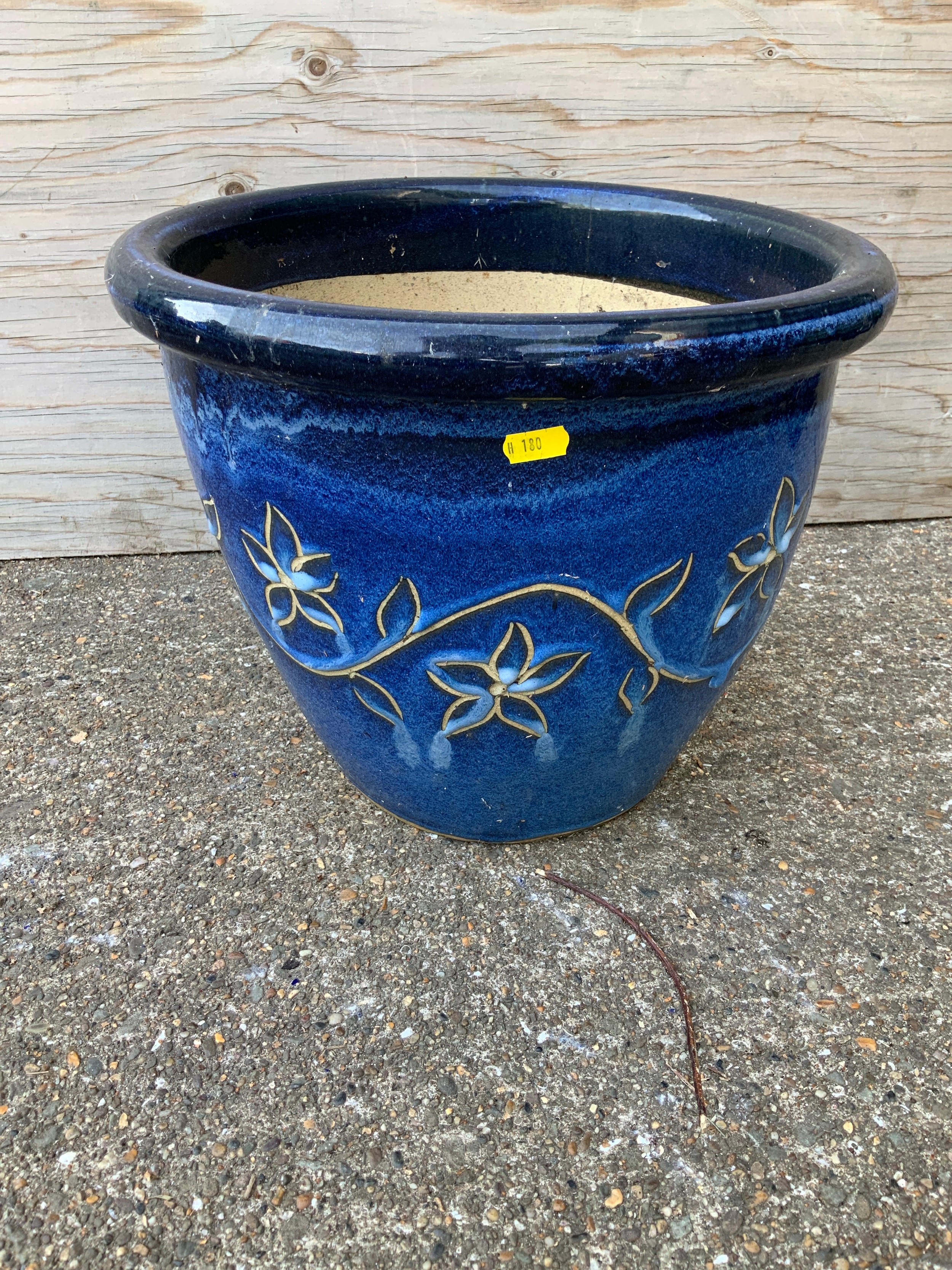 Blue Glazed Planter - 30cm H