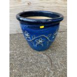 Blue Glazed Planter - 30cm H