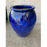 Blue Glazed Garden Planter - 67cm H