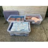 3x Plastic Storage Boxes of Sewing Fabric