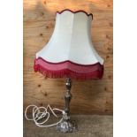 Silver Plated Converted Oil Lamp with Shade