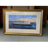 Limited Edition Print - The Titanic Arriving At Cherbourg - 121/150 - Signed by Artist S W Fisher