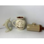 Stoneware Hot Water Bottle, Dolphin and Jug