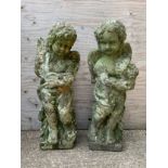 Pair of Cherub Garden Statues - 70cm High