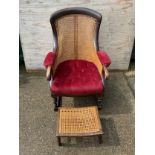 Upholstered Wicker Armchair and Footstool