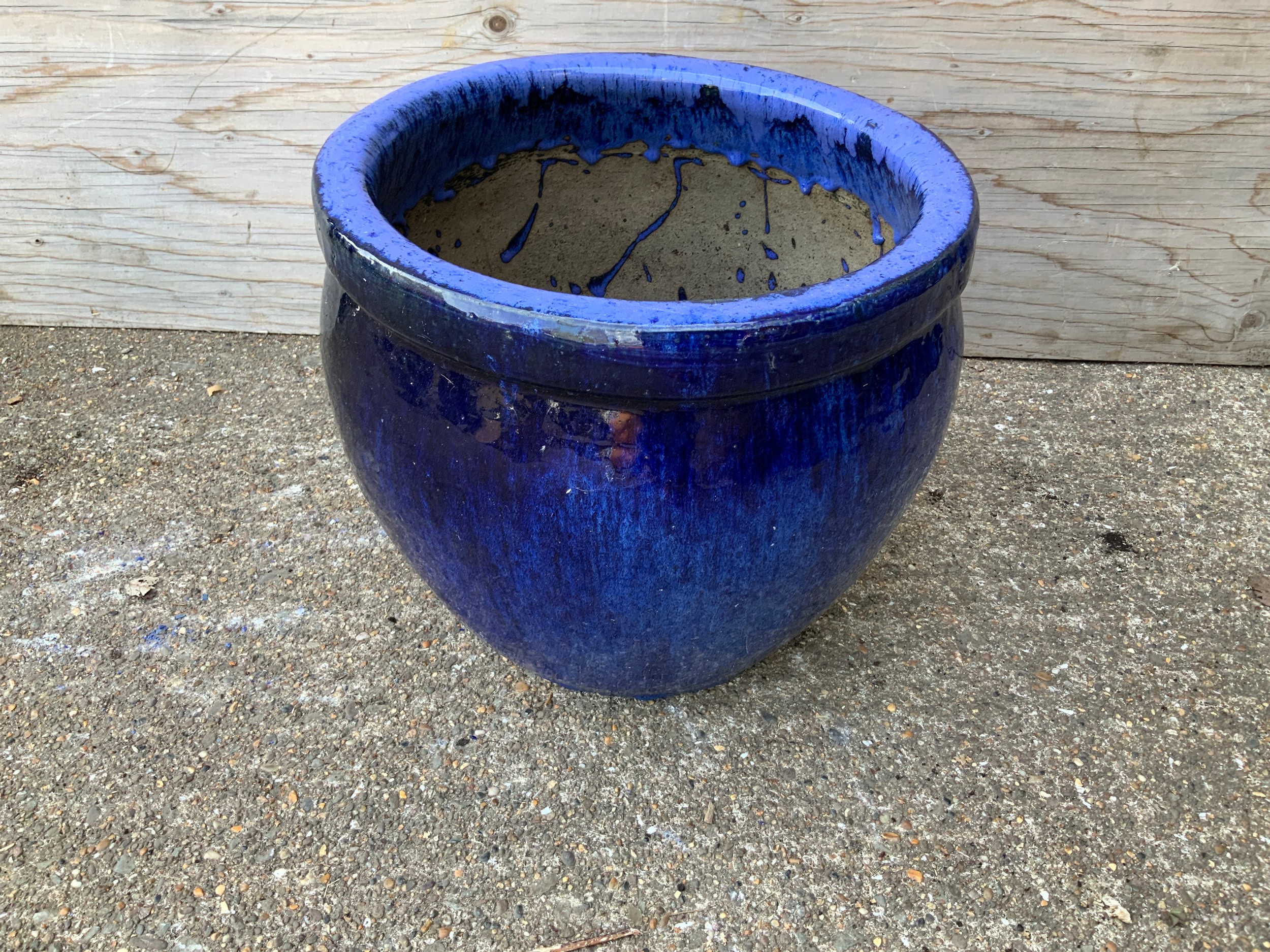 Blue Glazed Planter - 32cm H