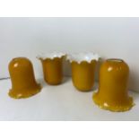 4x Amber and White Cased Glass Lamp Shades