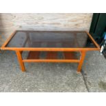 Retro Glass Topped Coffee Table with Shelf Under