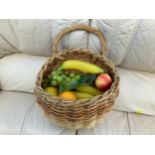 Basket and Contents - Artificial Fruit