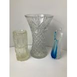 Heavy Cut Glass Vase and Others - 30cm