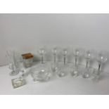 6x Wine Glasses and Other Glassware