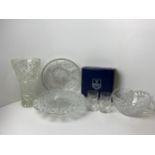 Heavy Glass Vase and Glass Cake Plate etc