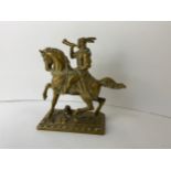 Brass Native American Rider on Horseback - 19cm High