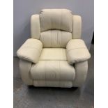 Manual Recliner Cream Leatherette Armchair