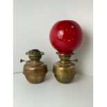 2x Oil Lamps - One with Shade