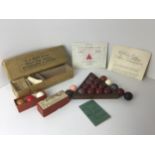 Vintage Riley Billiard Accessories- Balls, Rule Book Triangle etc