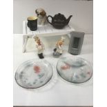 Bed Tray, Teapot and Mug, Glass Dishes etc