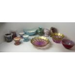Maling Lustre Sundae Dishes and Bowl, Glass Shade, Vases, Other Bowls and Glass Beads etc
