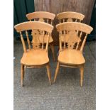 Set of 4x Pine Fiddle Back Chairs