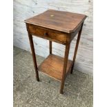 Oak Plant Stand with Drawer - 72cm H