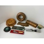 Copper Kitchen Moulds and Miniature Pig Doorstop etc