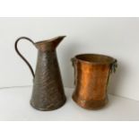 Brass Jug and Copper Pot with Brass Handles