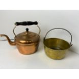 Copper Kettle and Small Brass Jam Pan