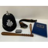 Policeman's Helmet - Devon & Cornwall Constabulary and Truncheon etc