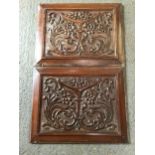 Pair of Mahogany Carved Panels - 48cm W x 38cm H