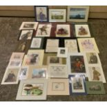 Approx 30x Mounted Prints and Watercolours 2x Framed and Glazed