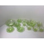 Green Glass Fruit Salad Dishes/Bowls
