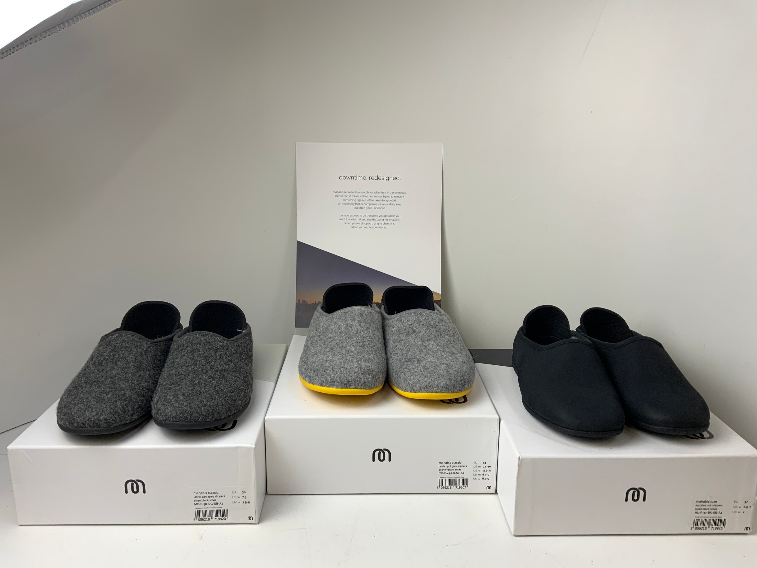 3x Pairs of Boxed Mahabis Slippers - Various Sizes