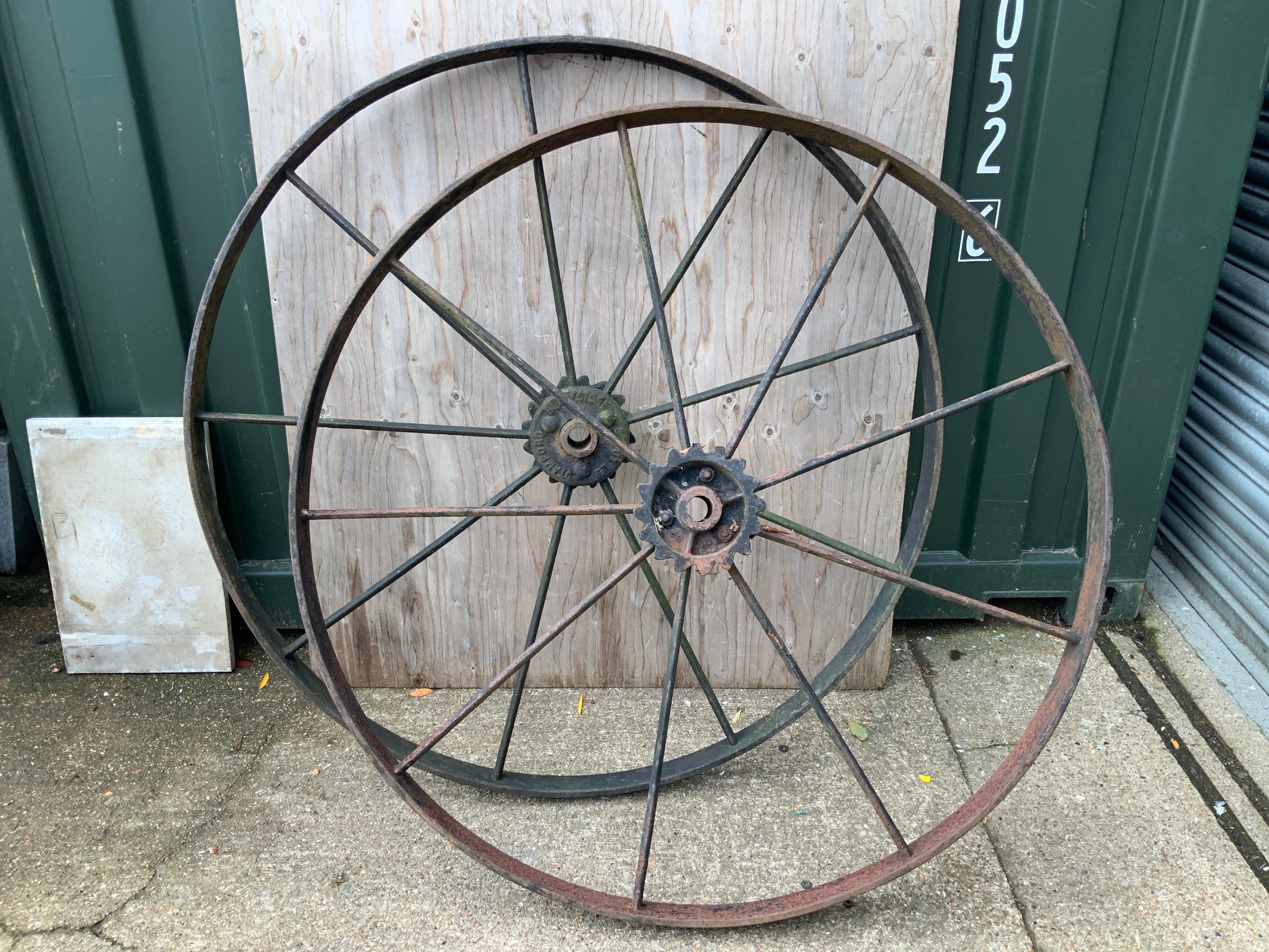 Pair of Large Iron Wheels - 132cm Diameter