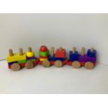 Child's Wooden Train with Removable Blocks